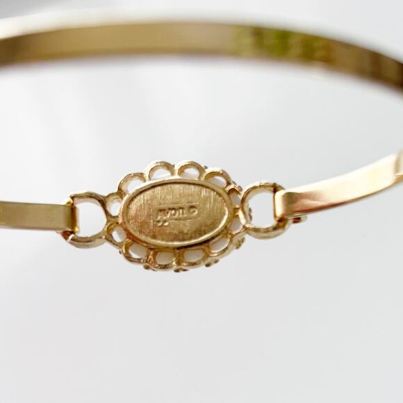 Vintage Avon Ceramic Floral Bangle Bracelet Gold Tone - Picture 5 of 11